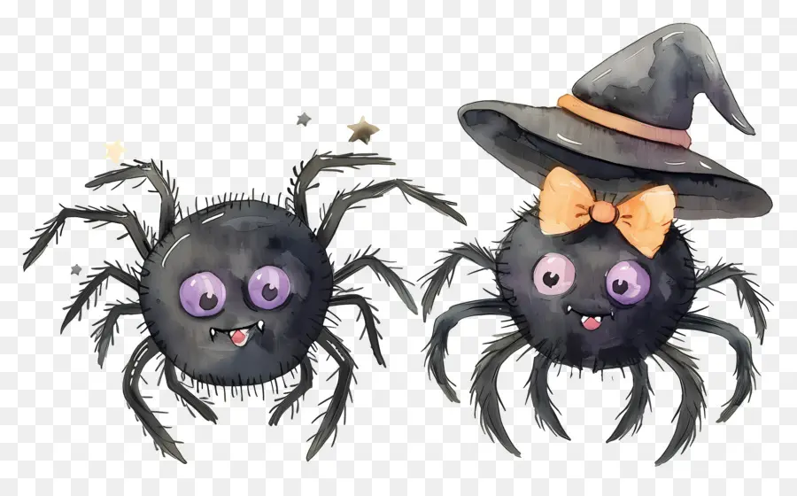 Aranhas De Halloween，Aranhas Com Chapéu PNG