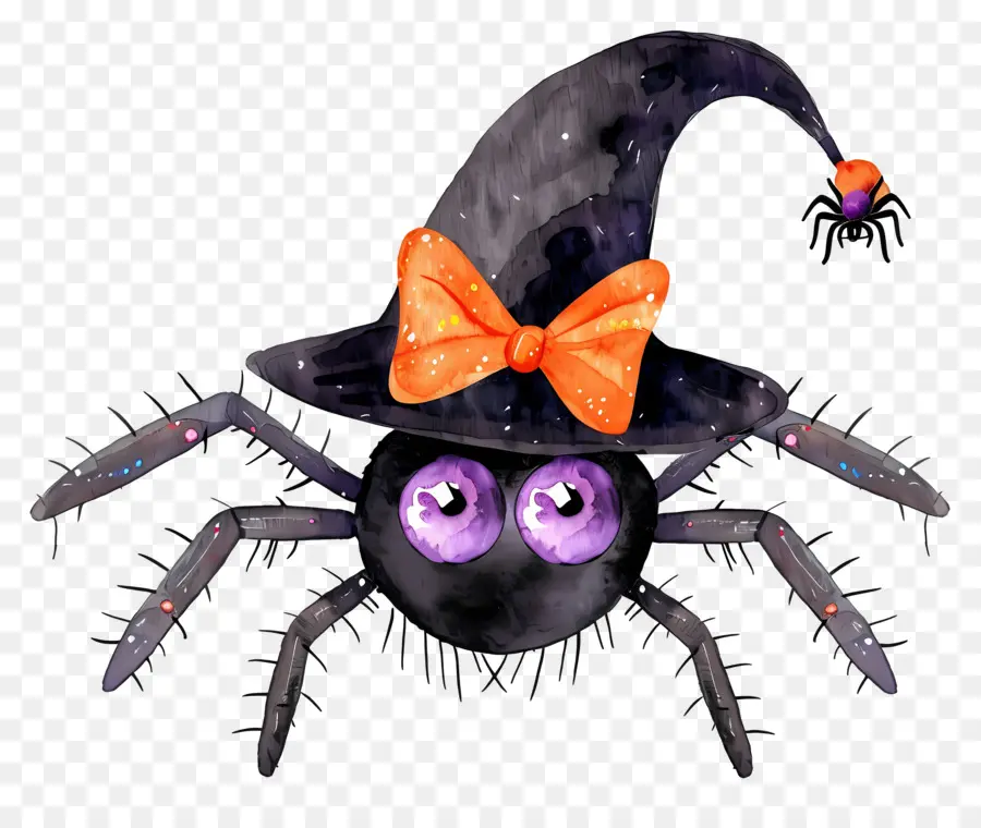 Aranha De Halloween，Aranha Com Chapéu De Bruxa PNG