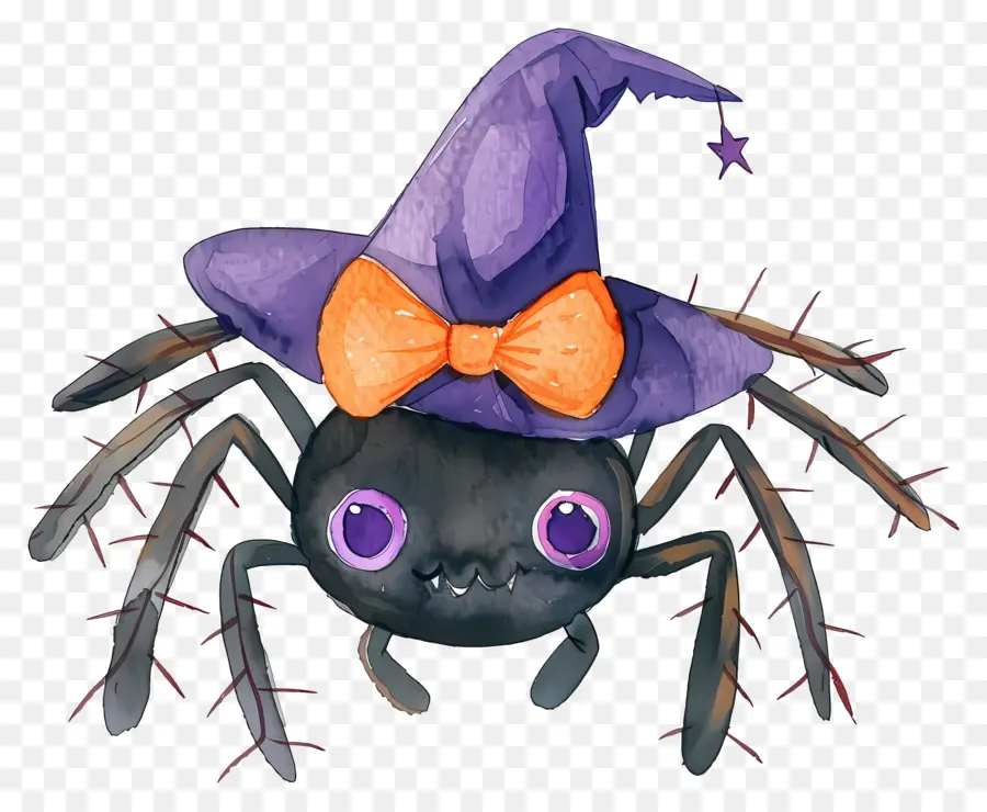 Aranha De Halloween，Aranha Com Chapéu De Bruxa PNG