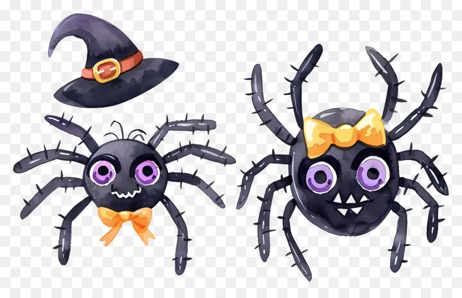 Aranhas De Halloween，Aranhas Com Chapéu PNG