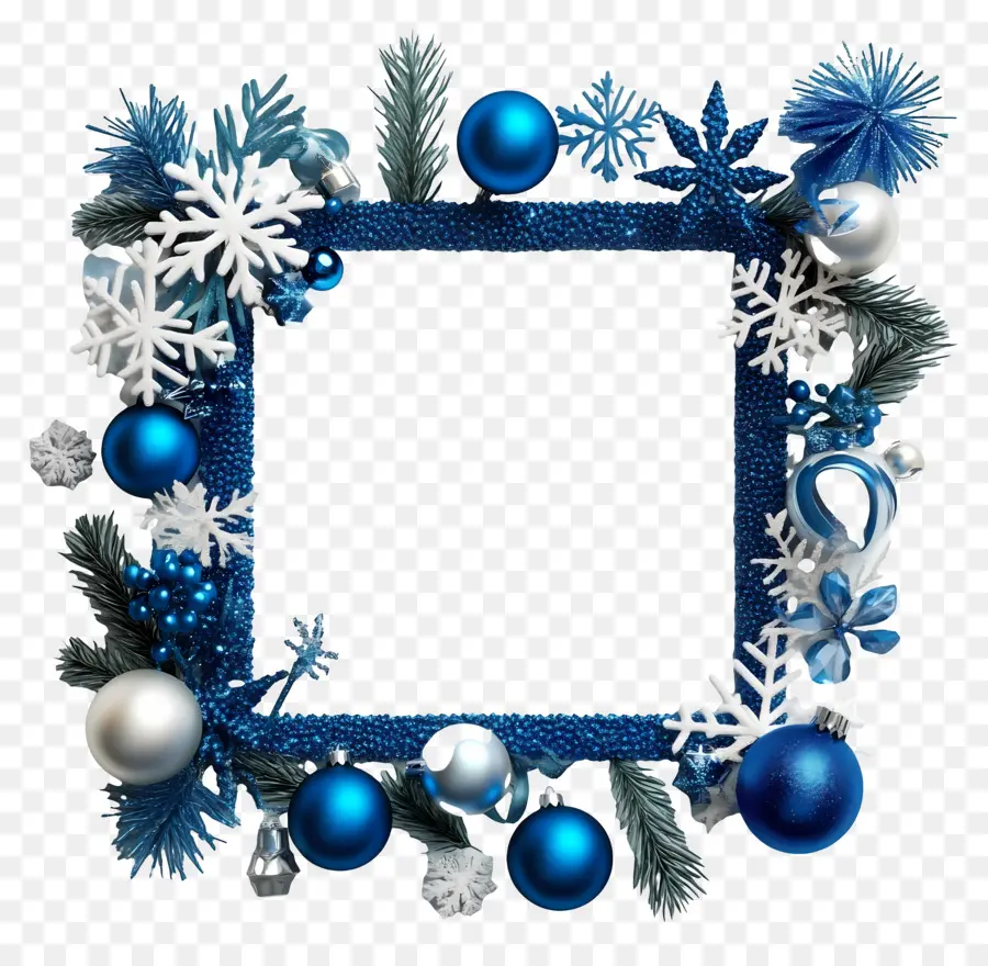 Moldura De Natal Azul，Moldura Ornamento Azul PNG