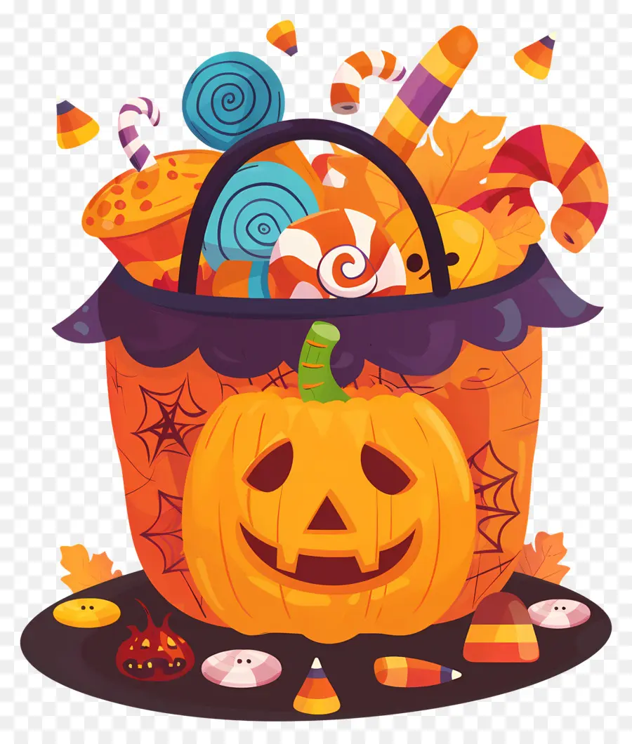 Cesta De Halloween，Saco De Abóbora PNG