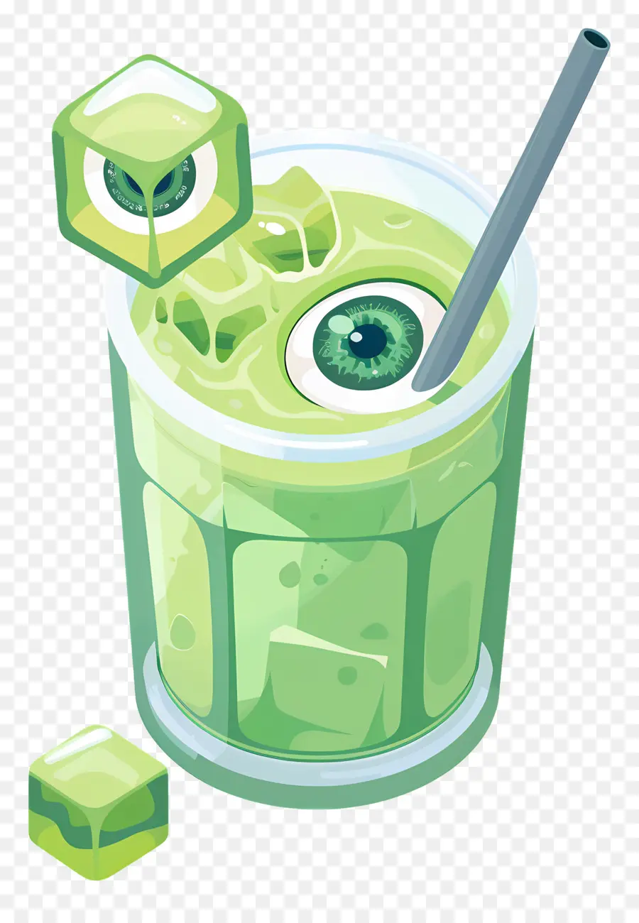 Bebida De Halloween，Suco De Globo Ocular Verde PNG