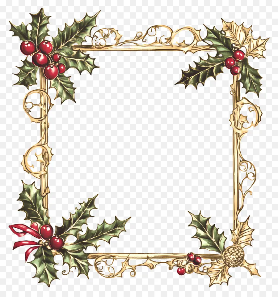 Moldura De Natal Dourada，Moldura Decorativa PNG