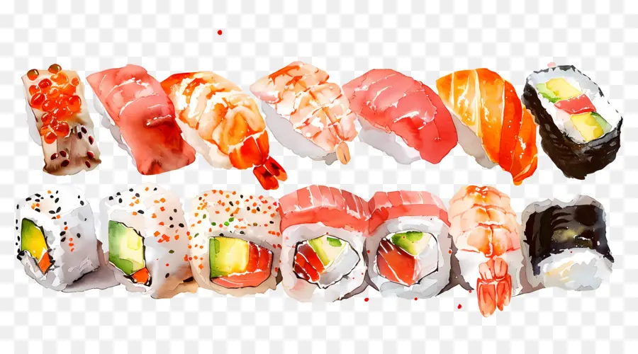 Sushi Aquarela，Sushi PNG