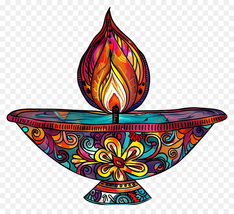 Flor De Diwali，Diya Colorido PNG