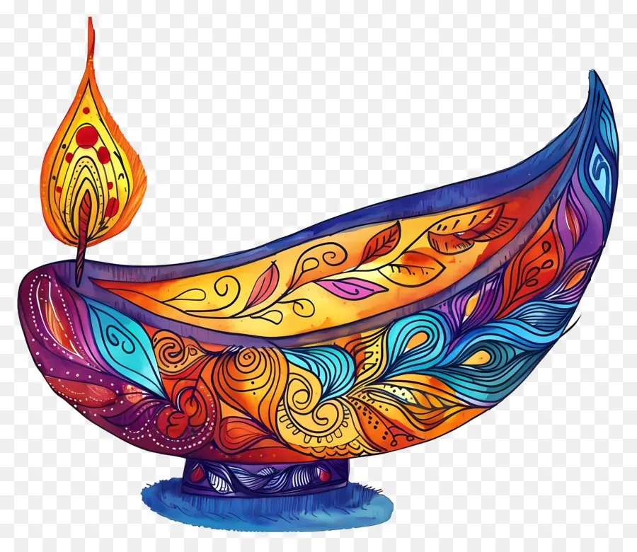 Flor De Diwali，Diya Colorido PNG