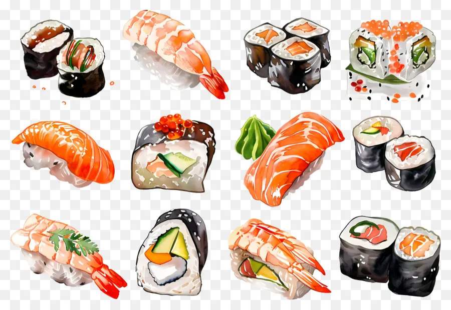 Sushi Aquarela，Sushi PNG