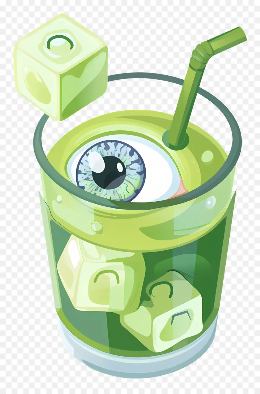 Bebida De Halloween，Bebida De Globo Ocular Verde PNG