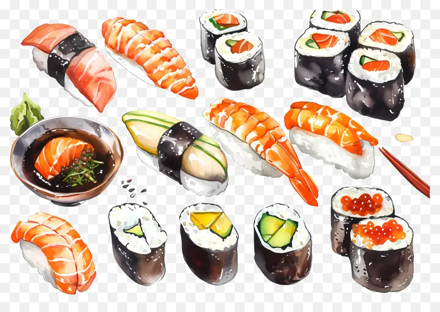 Sushi Aquarela，Sushi PNG