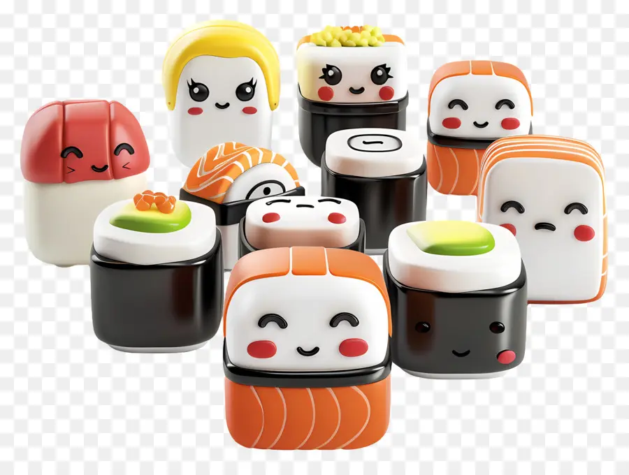 Sushi De Desenho Animado，Coleção De Personagens De Sushi PNG