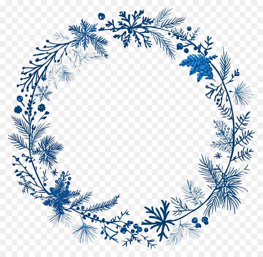 Moldura De Natal Azul，Coroa Azul PNG