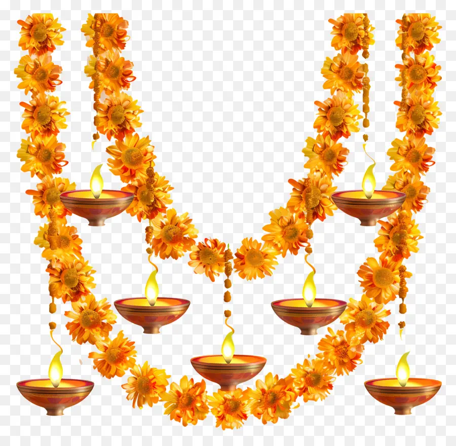 Guirlanda De Calêndula Diwali，Guirlanda De Flores PNG