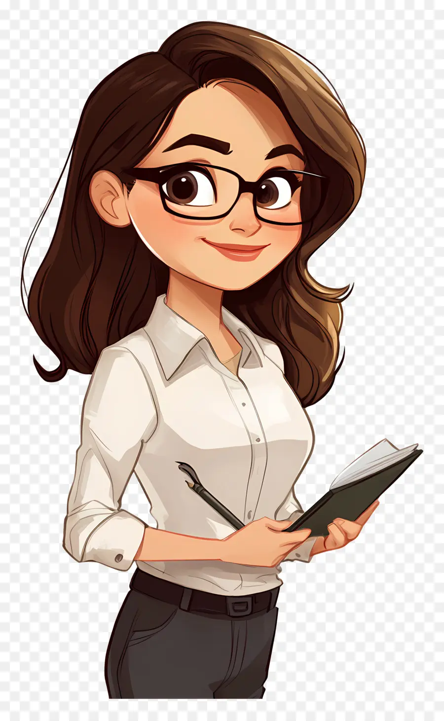 Professor，Mulher De Desenho Animado Com óculos PNG