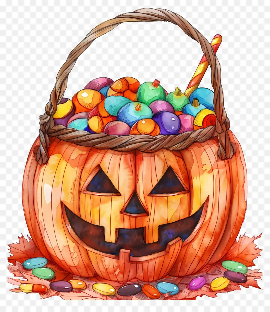 Cesta De Halloween，Cesta De Abóbora PNG