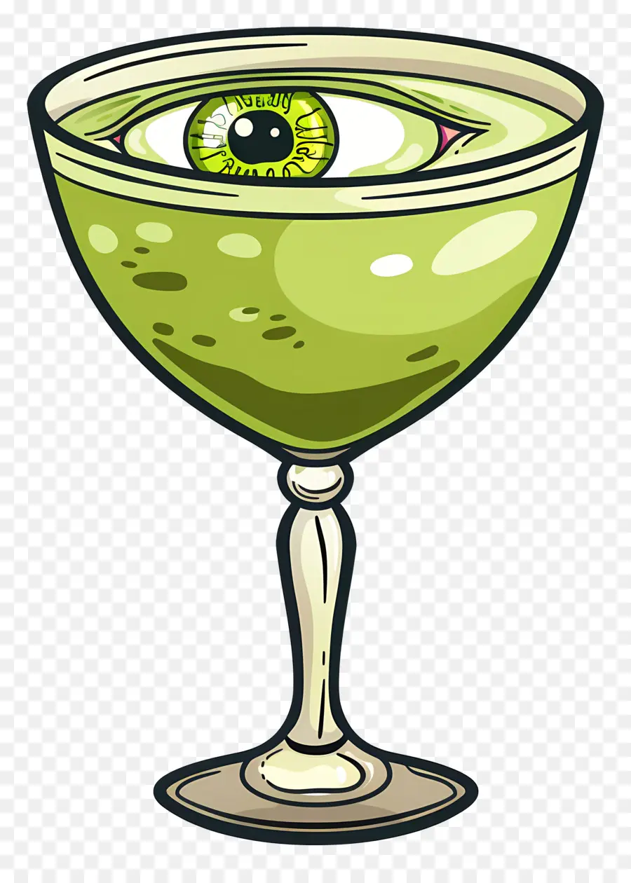 Bebida De Halloween，Bebida Verde Com Globo Ocular PNG