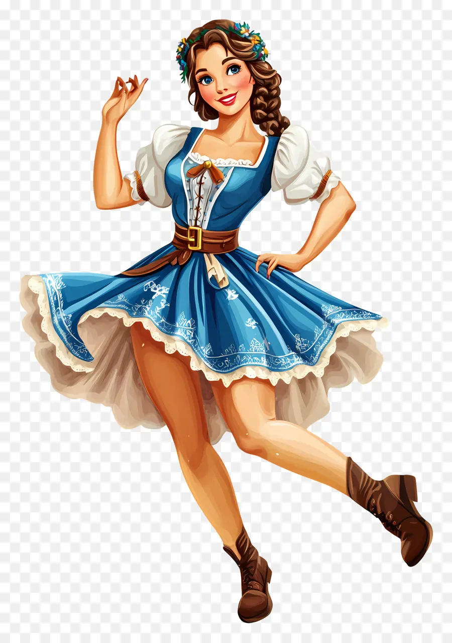 Dançarino Da Oktoberfest，Mulher Em Traje Tradicional PNG