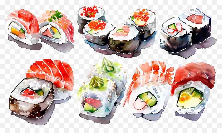 Sushi Aquarela，Sushi PNG