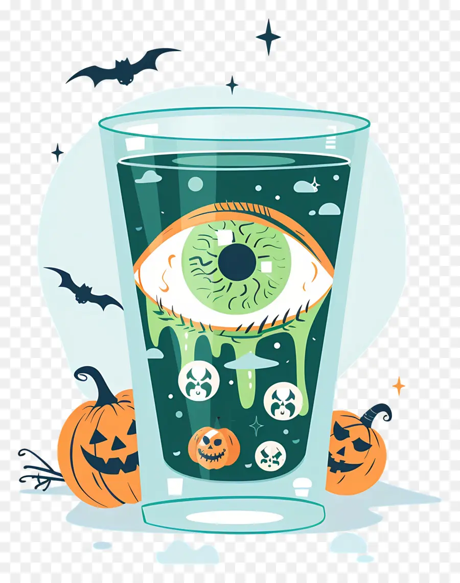 Bebida De Halloween，Bebida Verde Com Olho PNG