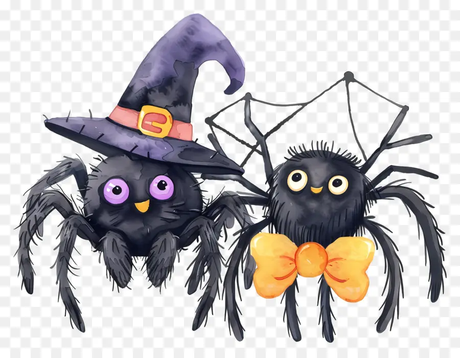 Aranhas De Halloween，Aranhas Com Chapéu PNG