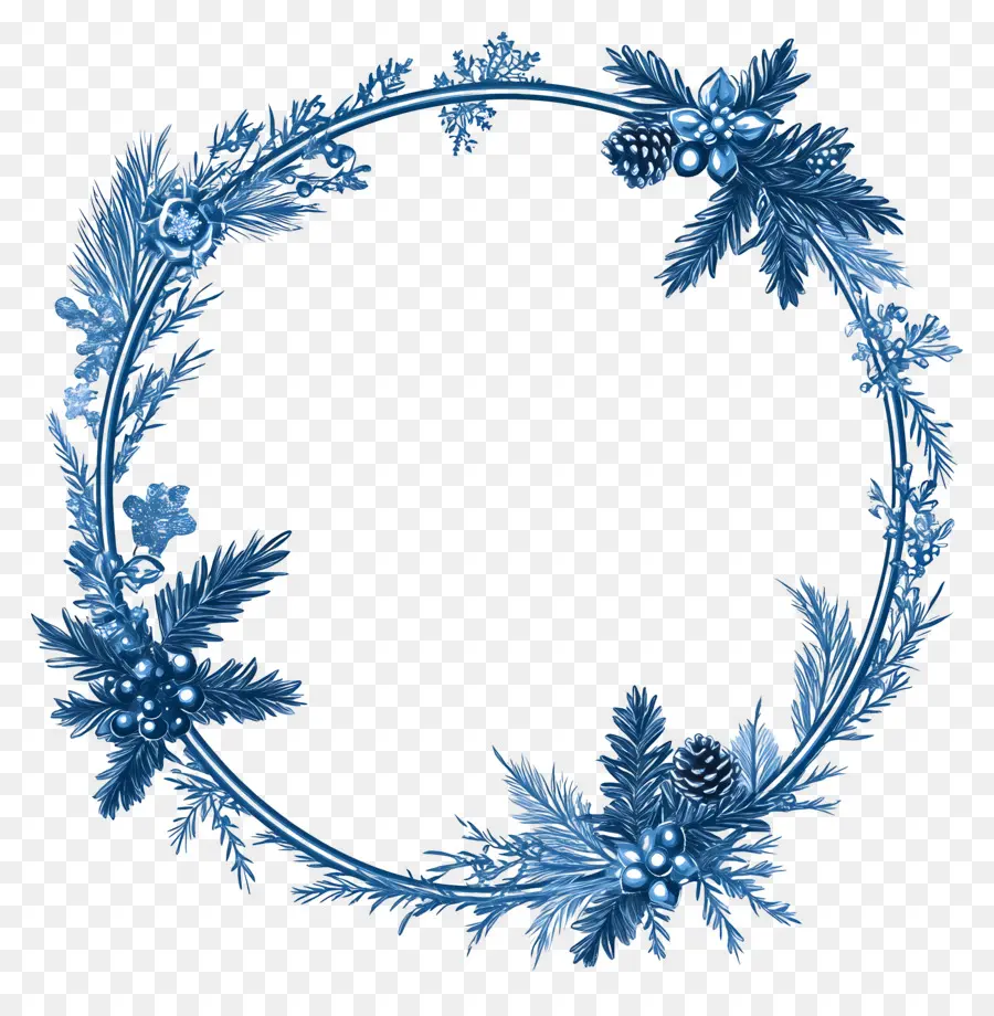 Moldura De Natal Azul，Coroa Azul PNG