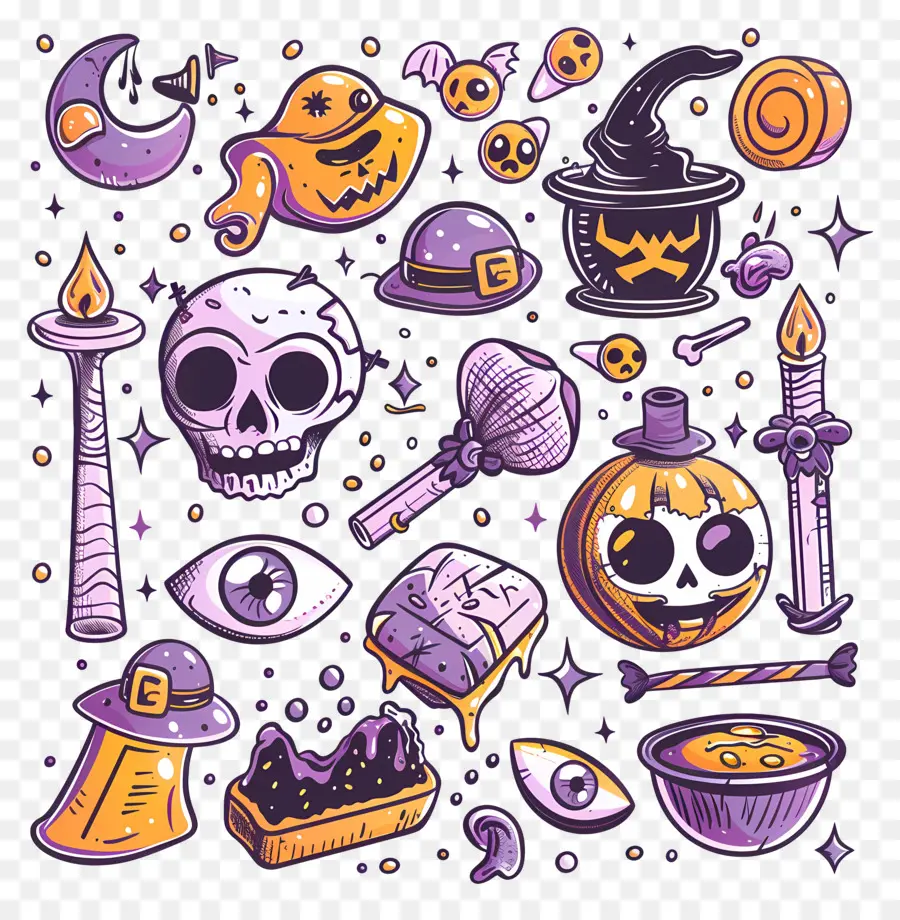 Fundo De Halloween，Doodles De Halloween PNG