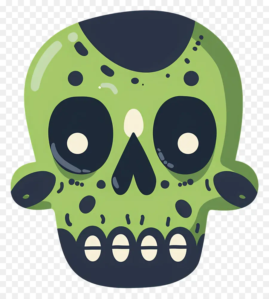 Caveira De Halloween，Caveira Verde PNG