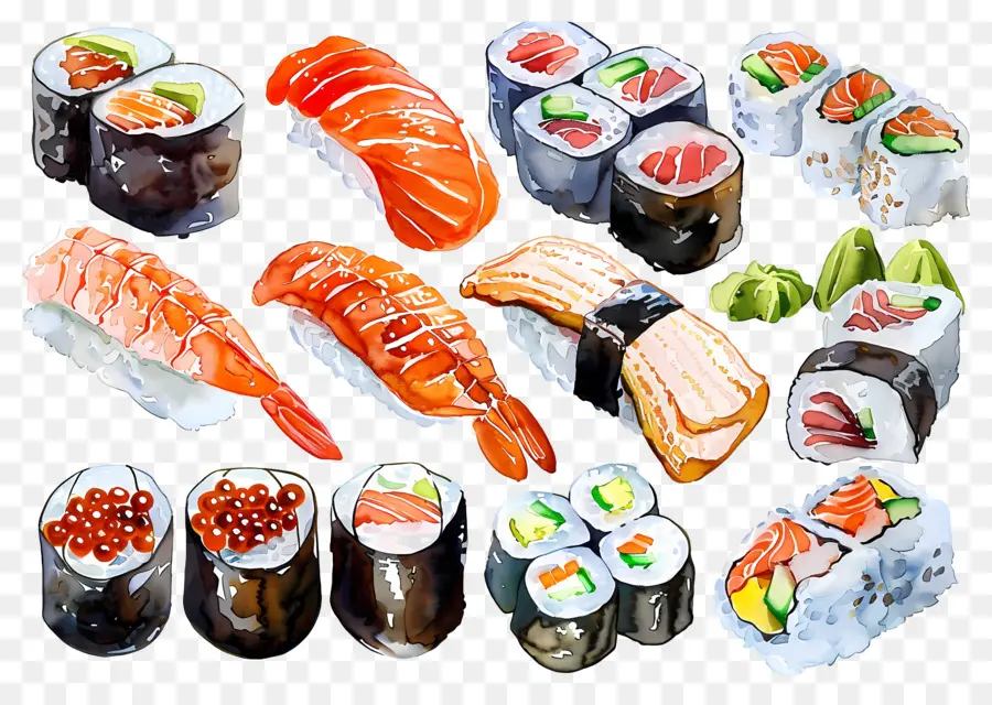 Sushi Aquarela，Sushi PNG