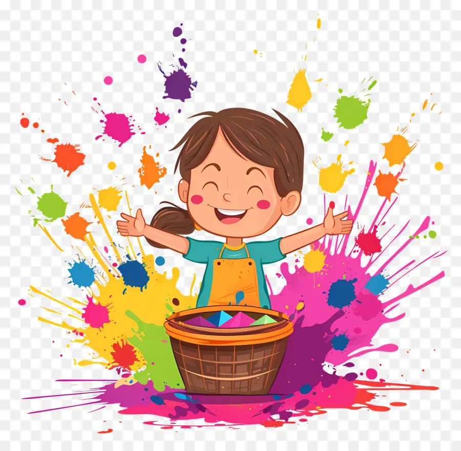 Fundo Holi，Menina Com Cores PNG