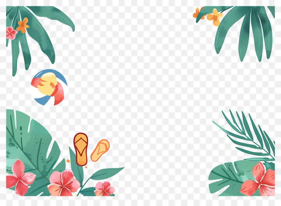 Fundo De Verão，Folhas Tropicais PNG