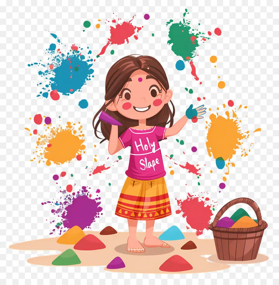 Fundo Holi，Menina Com Cores PNG