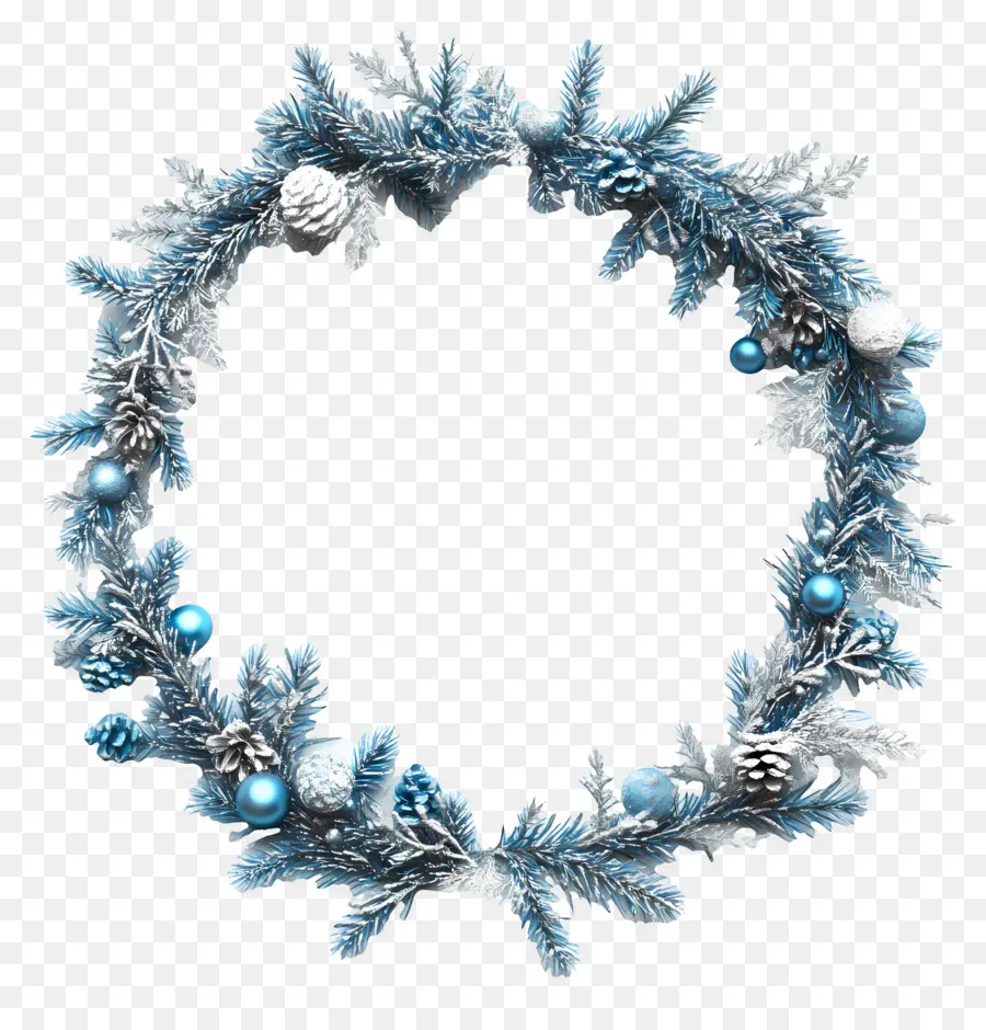 Moldura De Natal Azul，Coroa Azul PNG