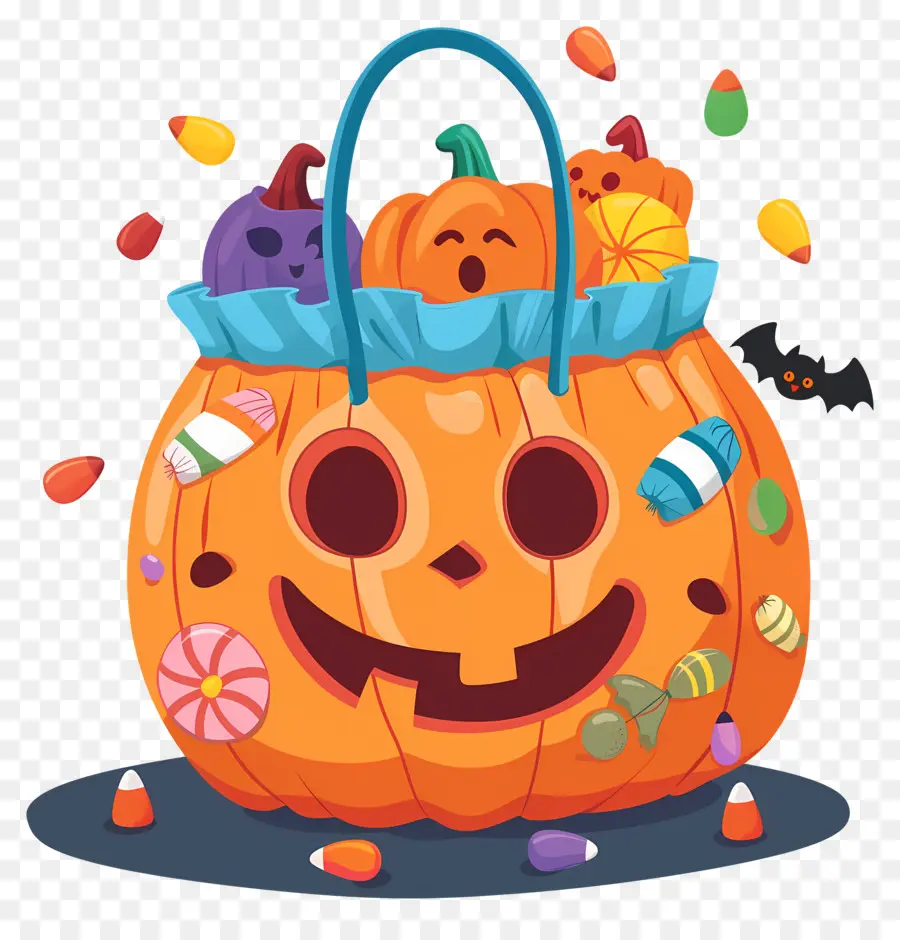 Cesta De Halloween，Saco De Abóbora PNG