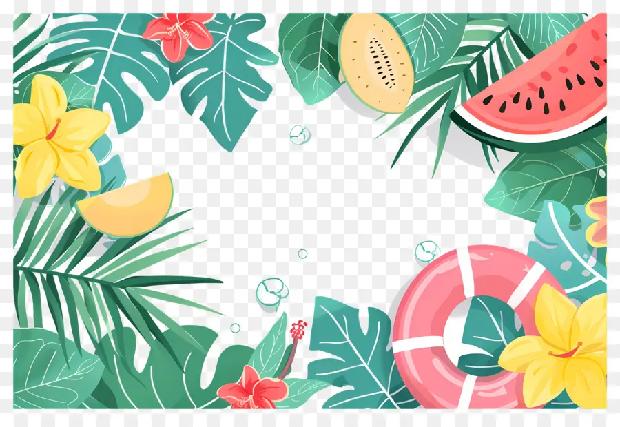 Fundo De Verão，Quadro Tropical PNG