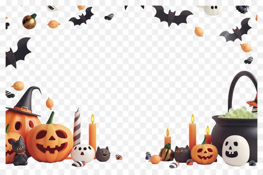 Fundo De Halloween，Decorações De Halloween PNG