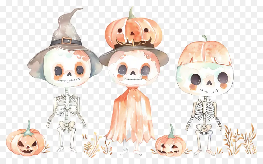 Esqueletos De Halloween，Esqueletos Em Fantasias PNG