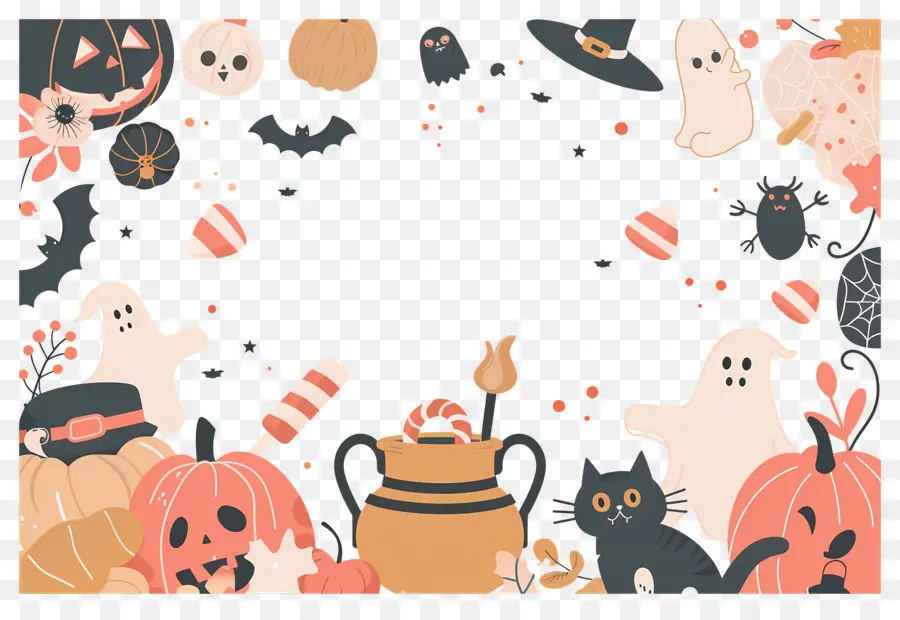 Fundo De Halloween，Moldura De Halloween PNG