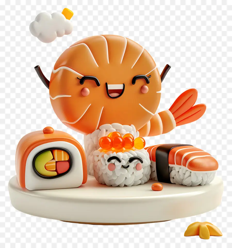 Sushi De Desenho Animado，Prato De Sushi PNG