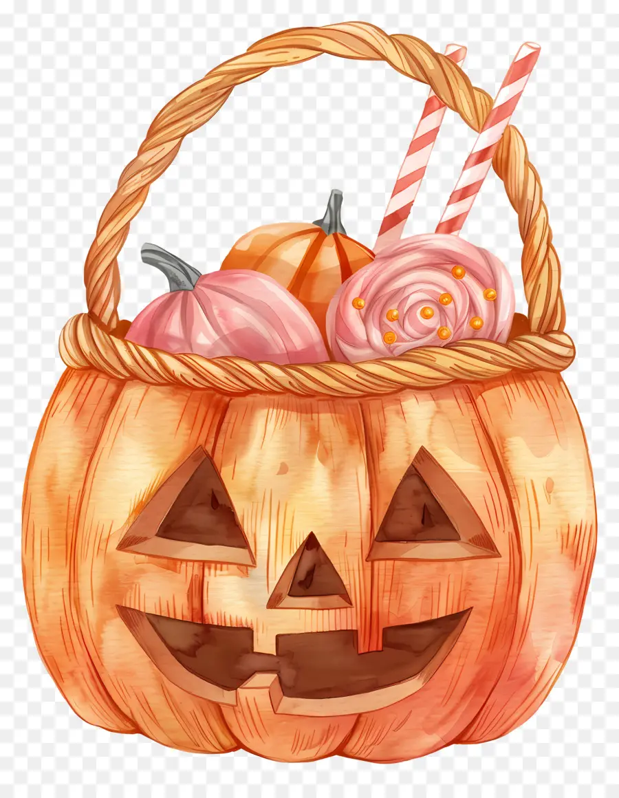 Cesta De Halloween，Cesta De Abóbora PNG