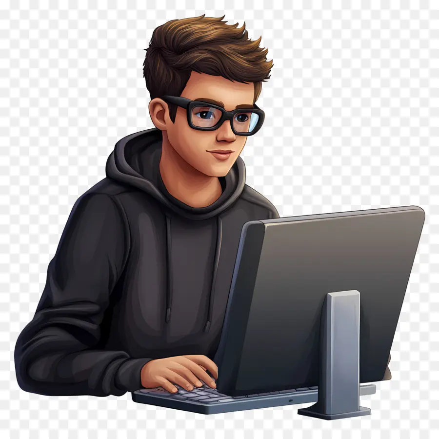 Estudante De Informática，Pessoa Com Computador PNG