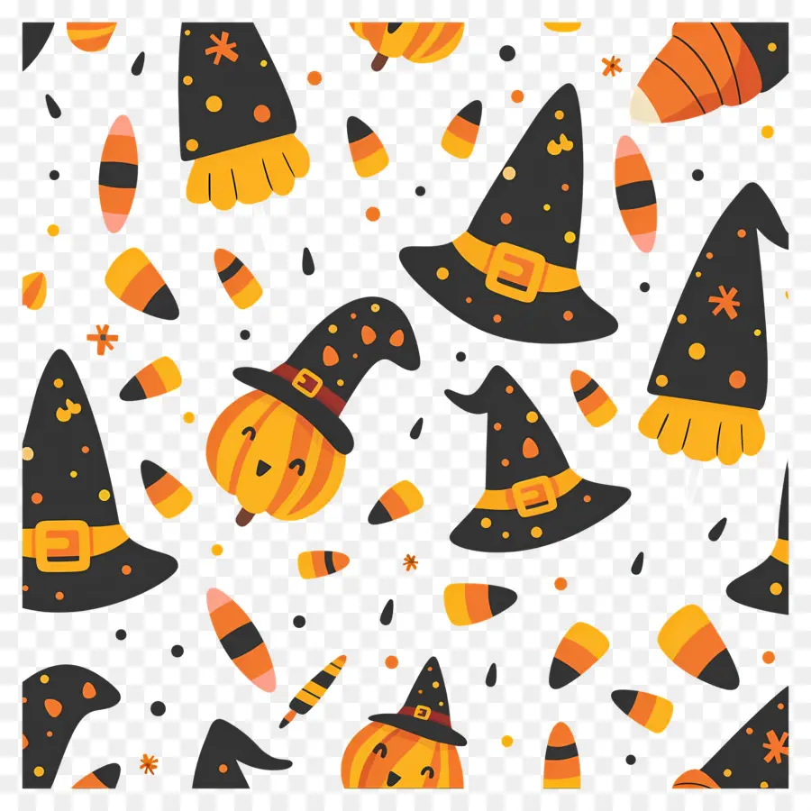 Fundo De Halloween，Chapéus De Halloween PNG