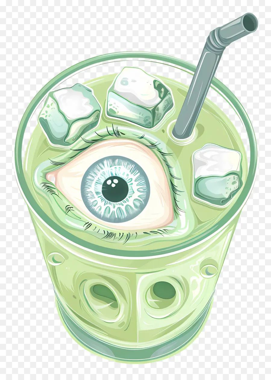 Bebida De Halloween，Bebida De Globo Ocular Verde PNG