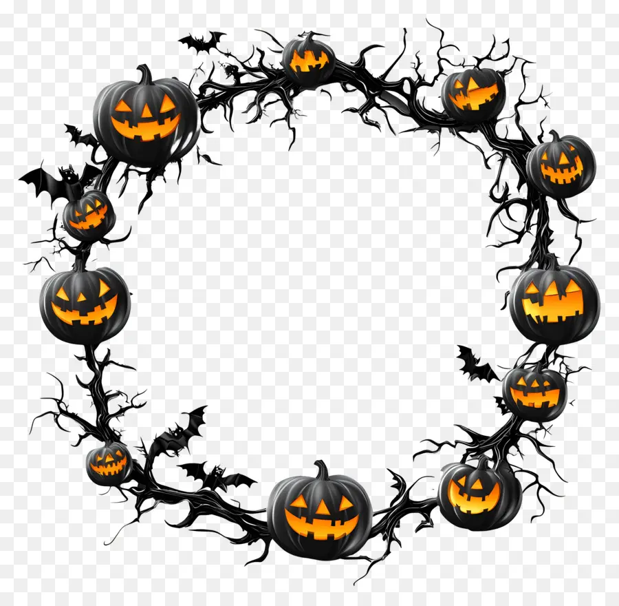 Quadro De Halloween，Coroa De Abóbora PNG