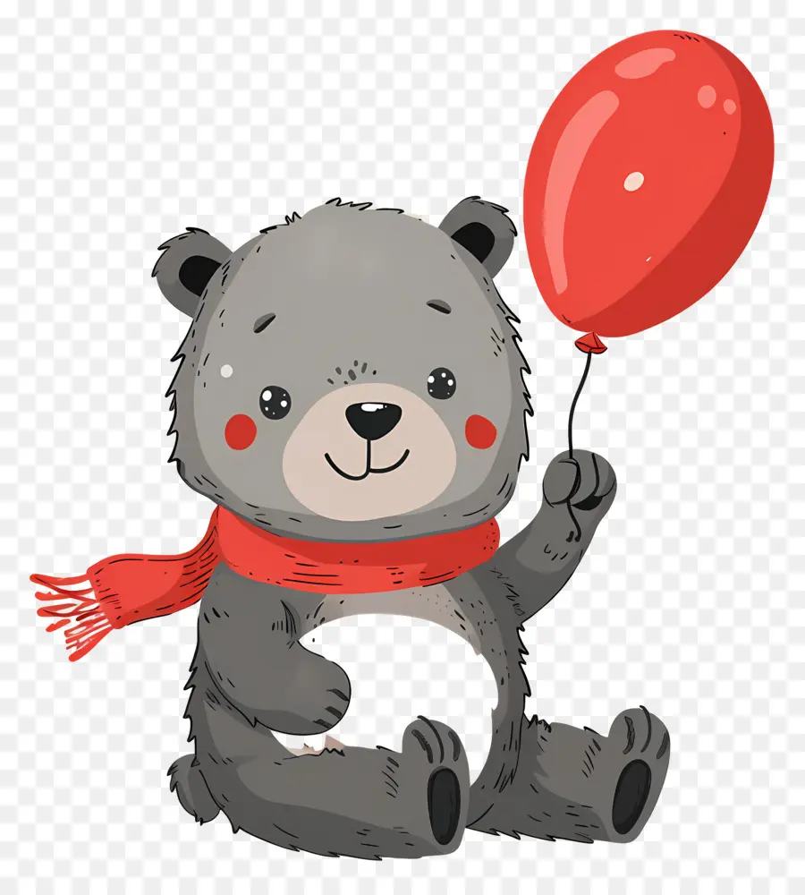 Urso Fofo，Urso Com Balão Vermelho PNG