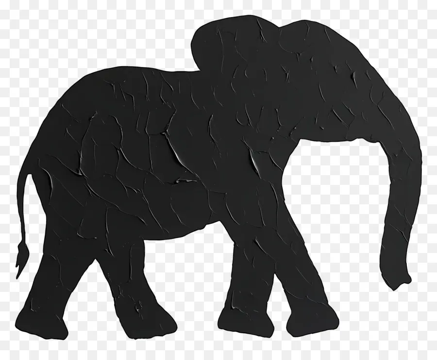 Silhueta De Elefante，Elefante Preto Texturizado PNG