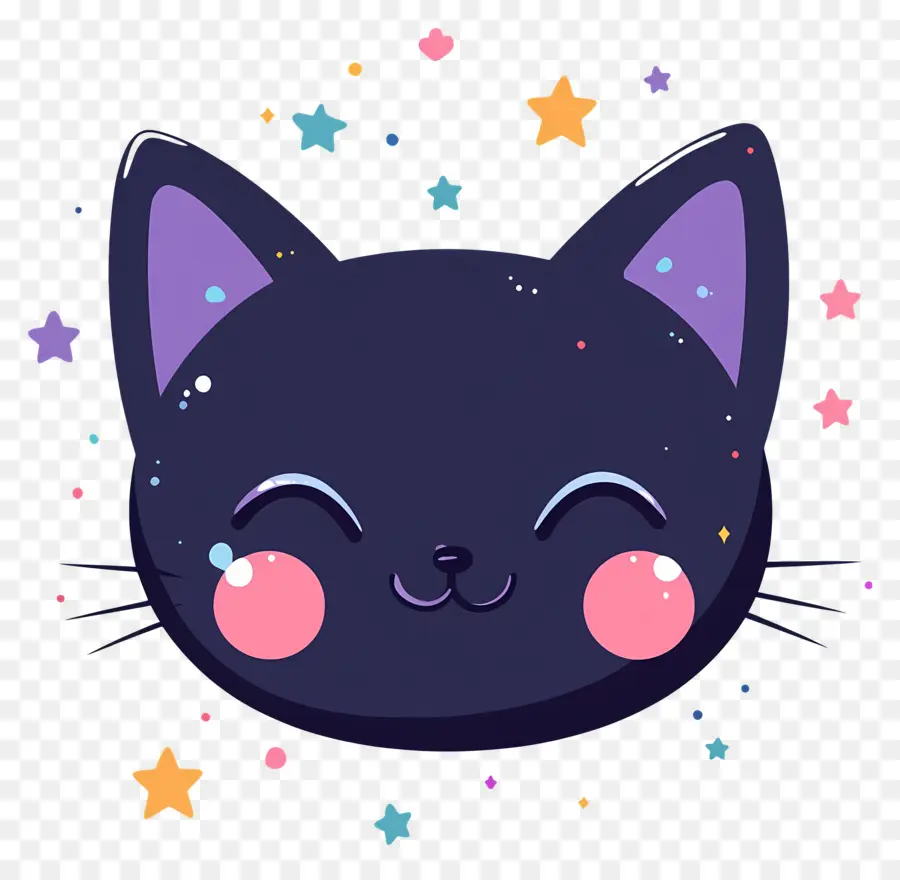 Gato Kawaii，Gato Preto De Desenho Animado PNG