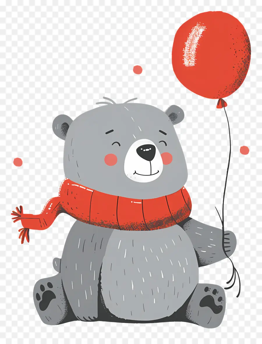 Urso Fofo，Urso Com Balão Vermelho PNG