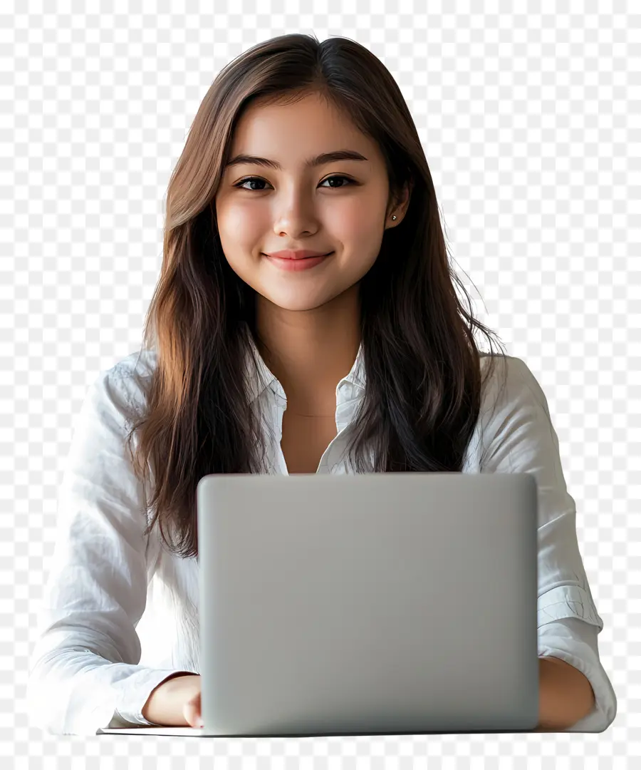 Curso De Informática Aluna Real，Mulher Com Laptop PNG