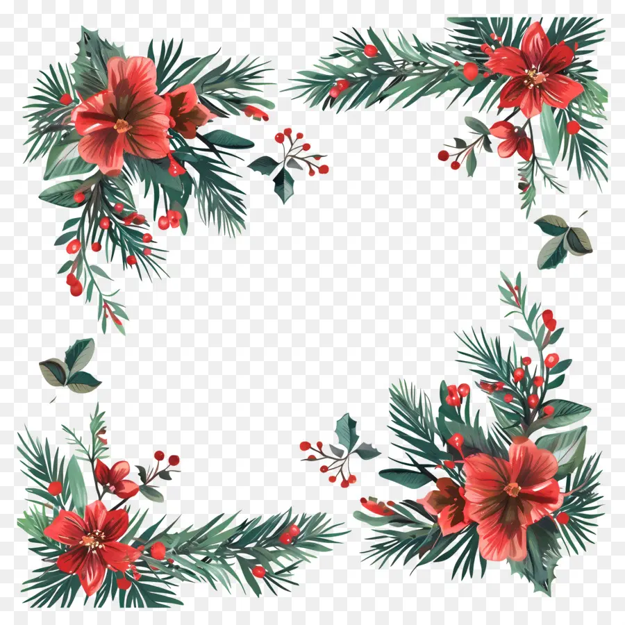 Moldura De Natal，Moldura Floral PNG