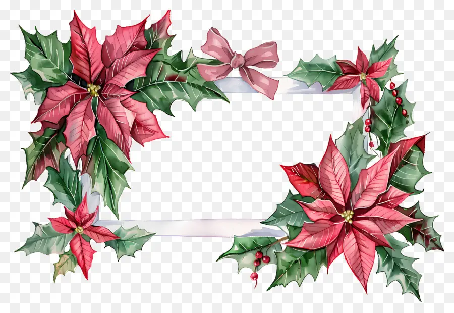 Moldura De Natal，Poinsétia E Arco PNG